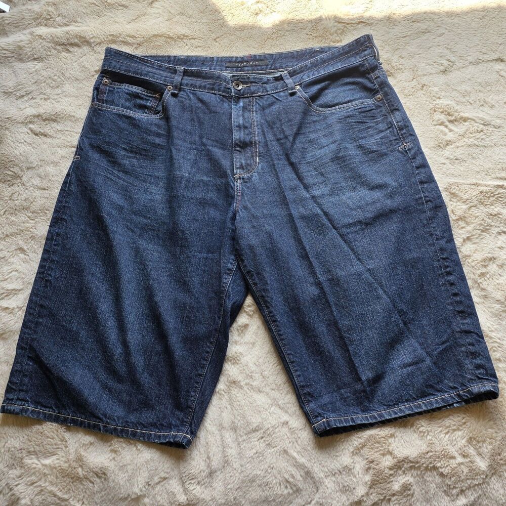 Sean John Men’s Denim Shorts Size 42 Blue Dark Wash Baggy Relaxed 100% Cotton
